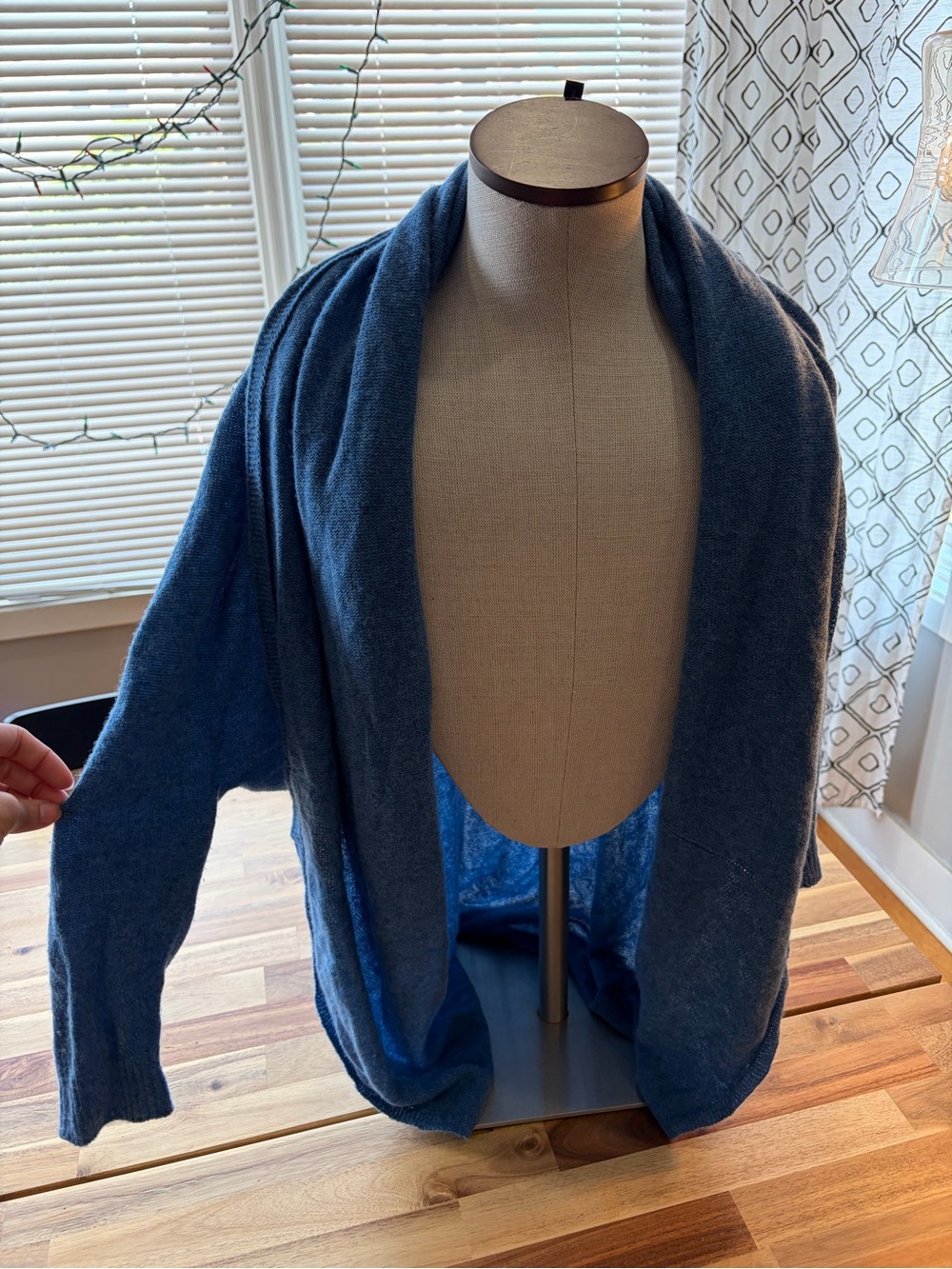 Theory Blue Cashmere Cardigan, Long, Size Small